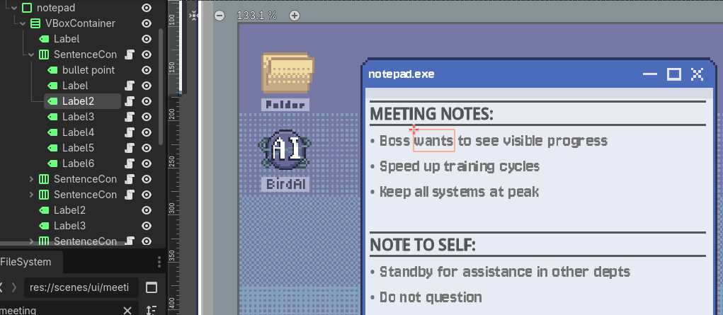 Meeting notes lines in Godot